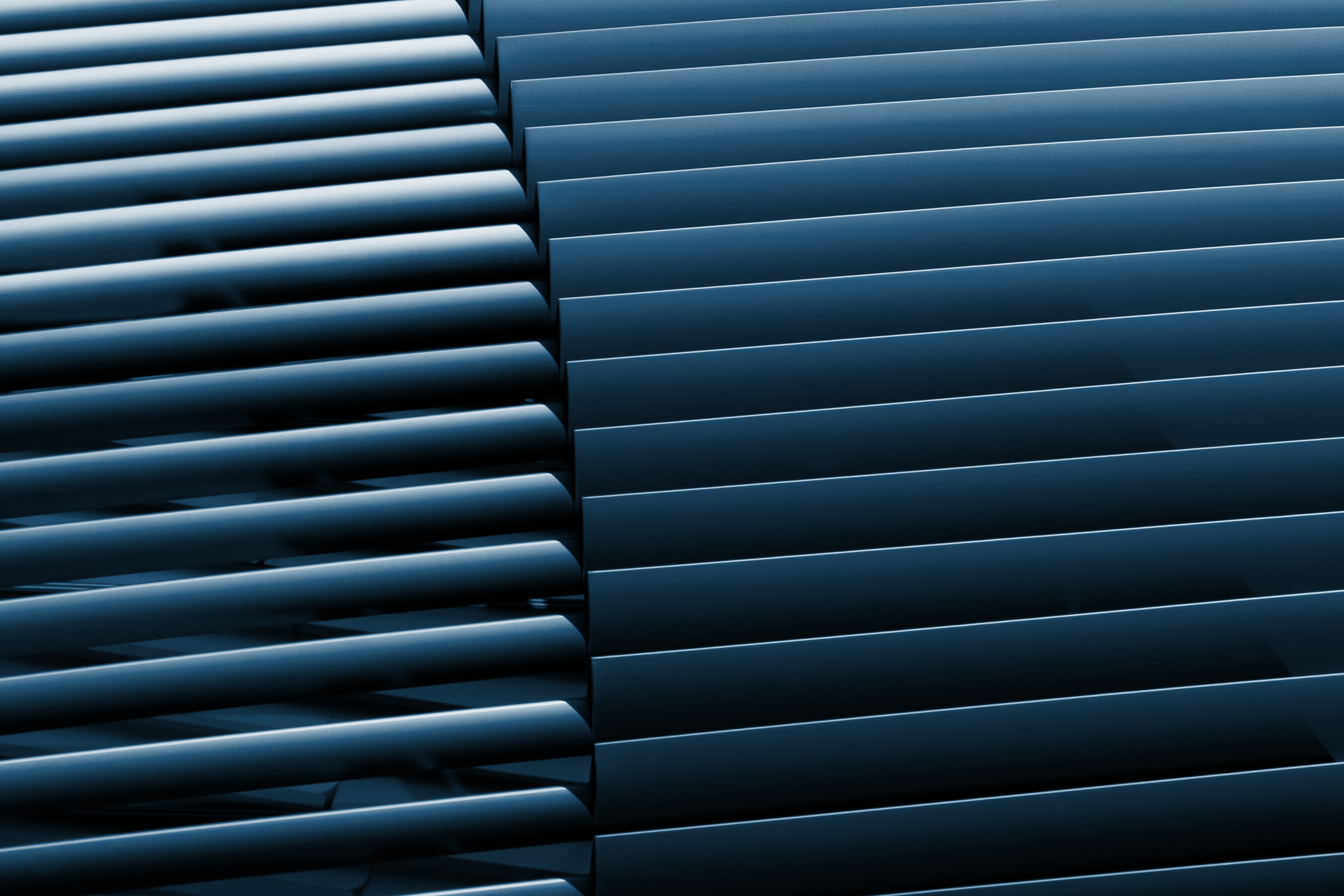 close-up of blue horizontal blinds